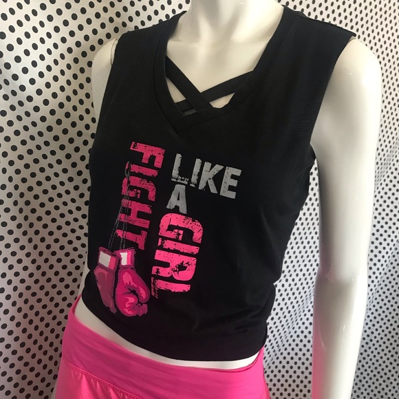 Shirt (raw edge sleeveless) Fight Like a Girl,  Women’s Size Medium - Picture 5 of 10